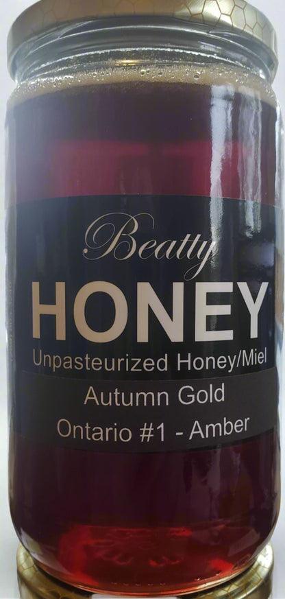 100% all natural wildflower honey from late summer and fall nectar