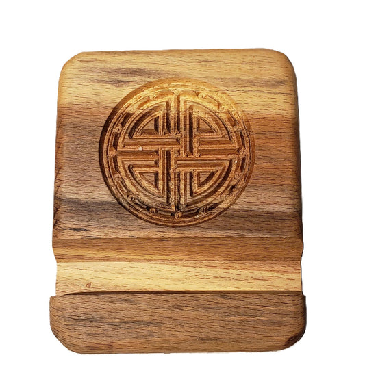 CELTIC PHONE STAND  - RECLAIMED WOOD